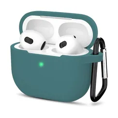 Чехол силиконовый Gurdini Silicone Case с карабином для AirPods 4 Зеленый