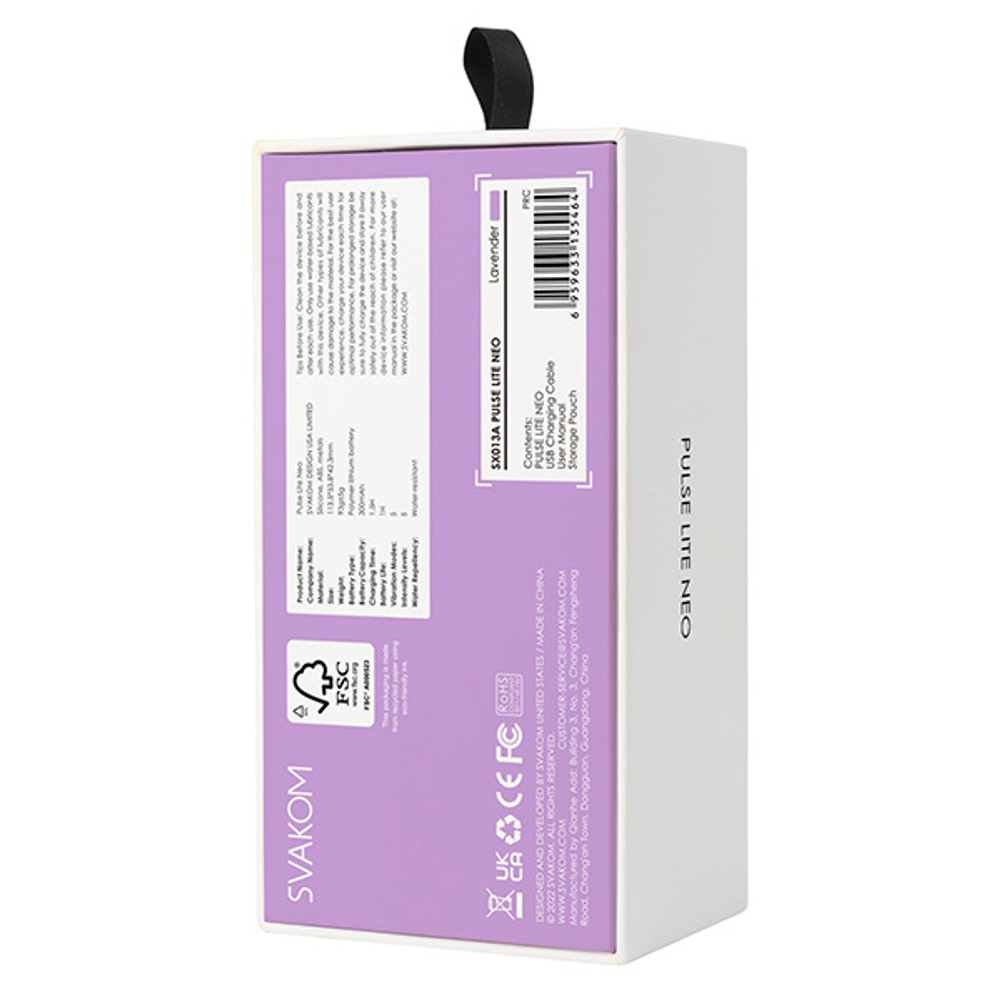 Фиолетовый мембранно-волновой клиторальный стимулятор Svakom Pulse Lite Neo Lavender Interactive Pulse Stimulator SX013A-LVD