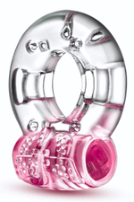 Розовое эрекционное виброкольцо Arouser Vibrating C-Ring (Цвет: розовый)