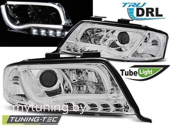 Передние фары led tube lights chrome для Audi A6 C5