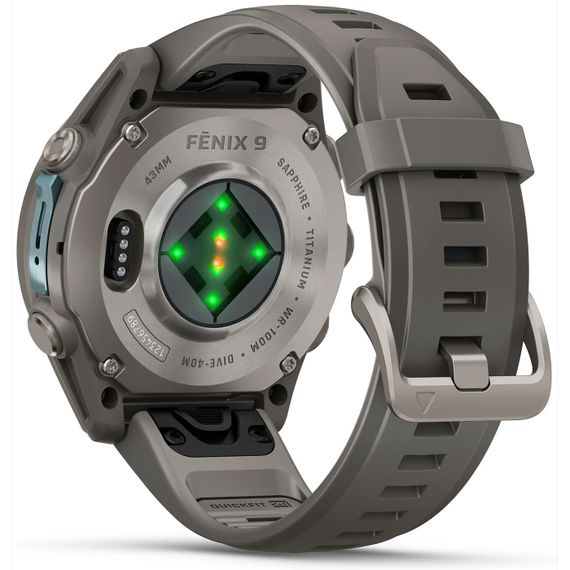 Часы Garmin Fenix 9 — 43 мм Titanium with Pebble Gray Silicone Band (010-04761-11)