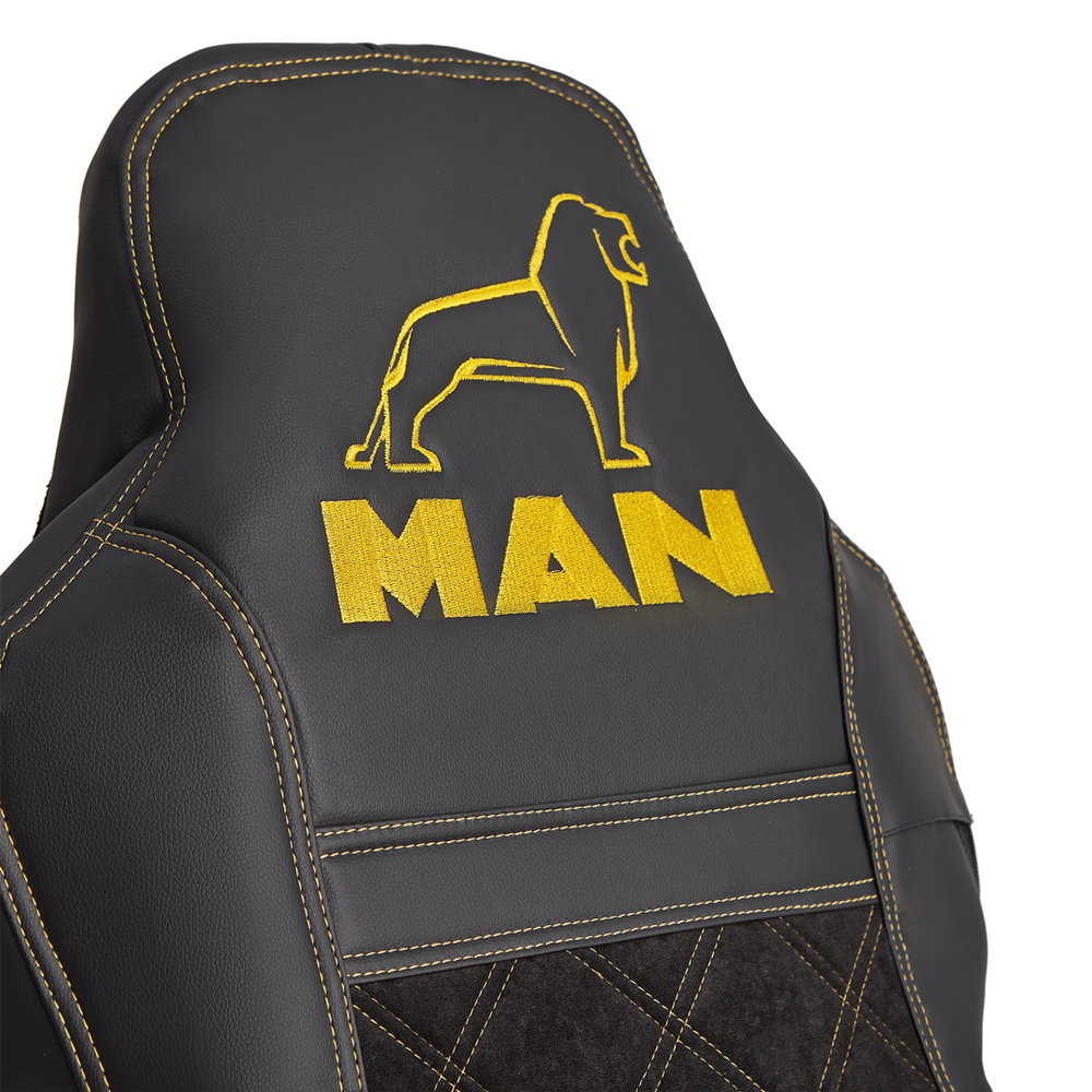 Чехлы MAN TGS (экокожа, желтая строчка)