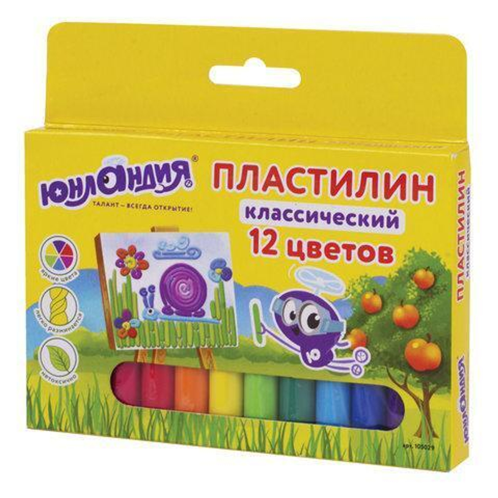 Пластилин 12 цв., 240 г "ЮНЛАНДИК-ЖИВОПИСЕЦ" (ЮНЛАНДИЯ) (Комплект 12шт.)