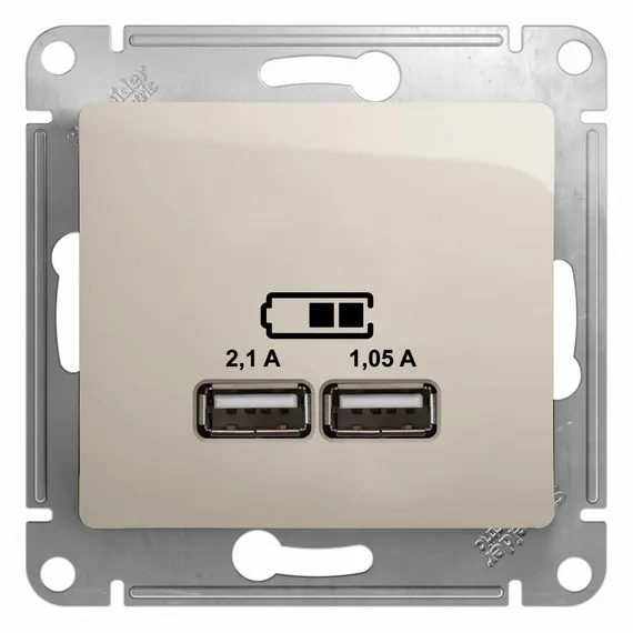 Розетка с USB A+A Systeme Electric Glossa Молочный GSL000933