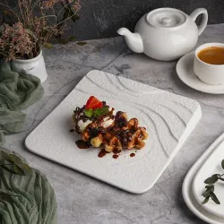 Тарелка 25*25 см h2,8/1 см квадратная борт лесенка Oyster белая фарфор P.L. Proff Cuisine [6]