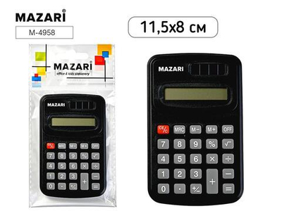 Калькулятор карманн. 8разряд. батар.AG10, пласт.корп. 115х80мм. (Mazari)