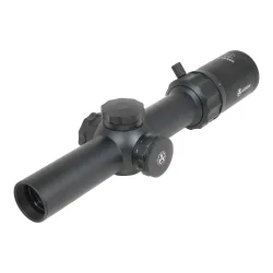 Оптический прицел ARKON Model B 1-8x24 / Аркон Модель Б 1 8 на 24 - вид спереди сбоку, объектив и маховики ввода поправок