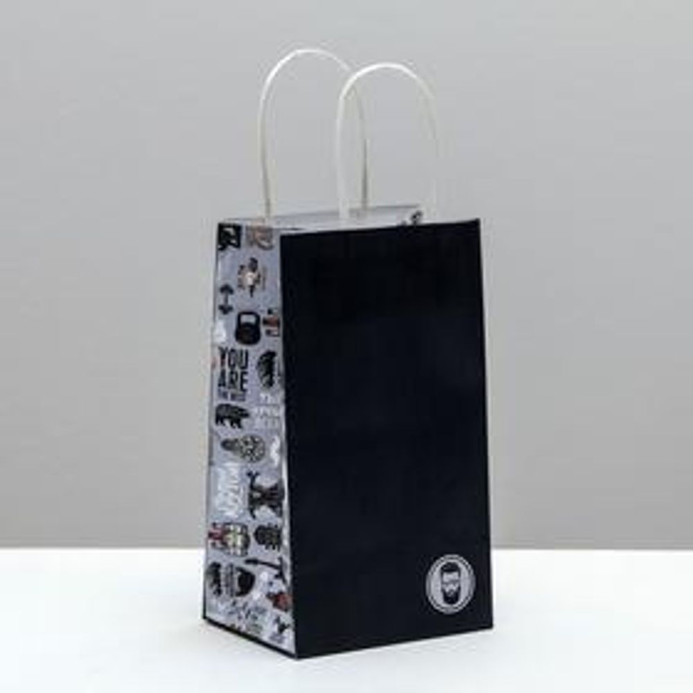 Пакет подарочный крафтовый «Крутой», 12 × 21 × 9 см