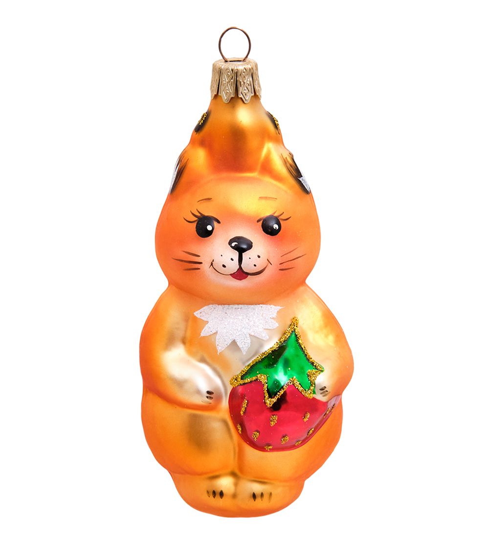 НФ-154 Фигурка «Белочка с клубникой» ёлочное украшение, 13 см