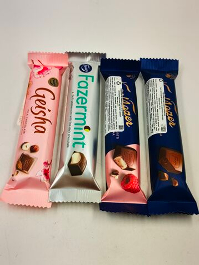 Fazer набор шоколадных батончиков 4 вкуса: Fazerina-Geisha-Fazermint-Малина, 154 г