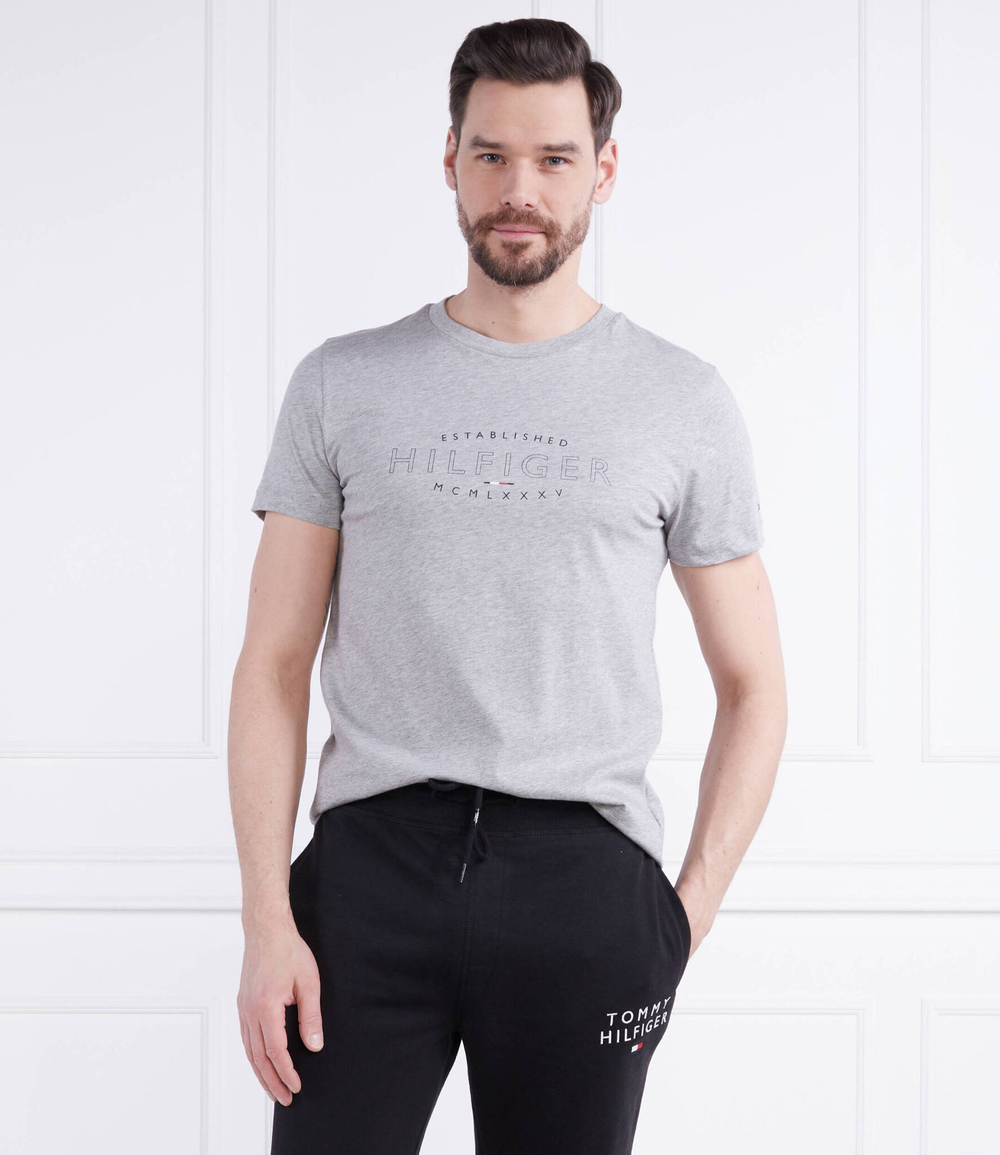 Футболка HILFIGER CURVE LOGO TEE Tommy Hilfiger - серый(MW0MW30034)