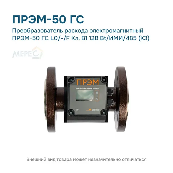 Преобразователь расхода электромагнитный ПРЭМ-50 ГС L0/-/F Кл. B1 12В Bt/ИМИ/485 (К3)