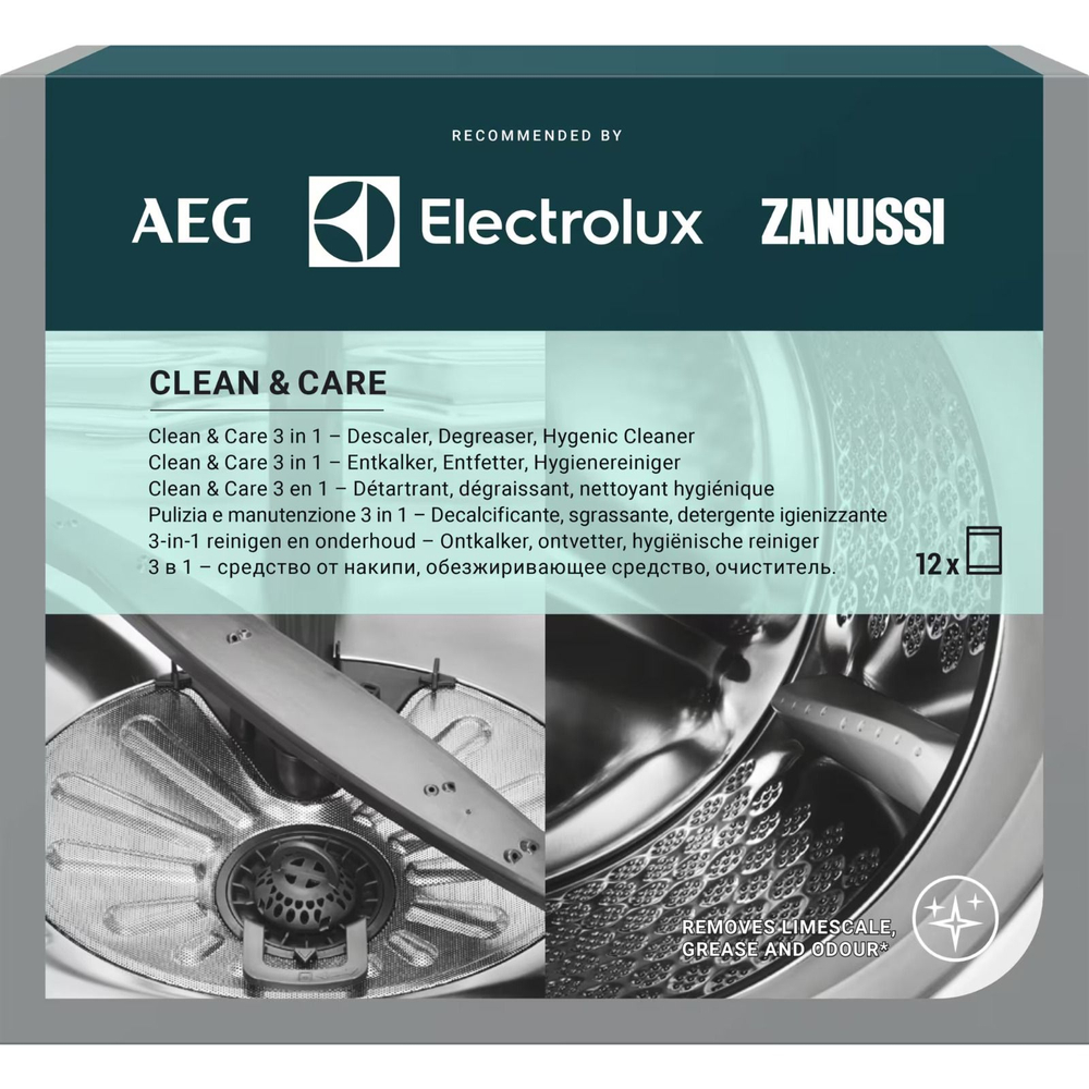Electrolux средство для очистки и ухода для посудомоечных и стиральных машин Clean & Care M3GCP401 12 x 50g (12 шт. по 50 г) 600 г (из Финляндии)
