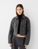 Женская укороченная куртка из мягкой ткани - BERSHKA