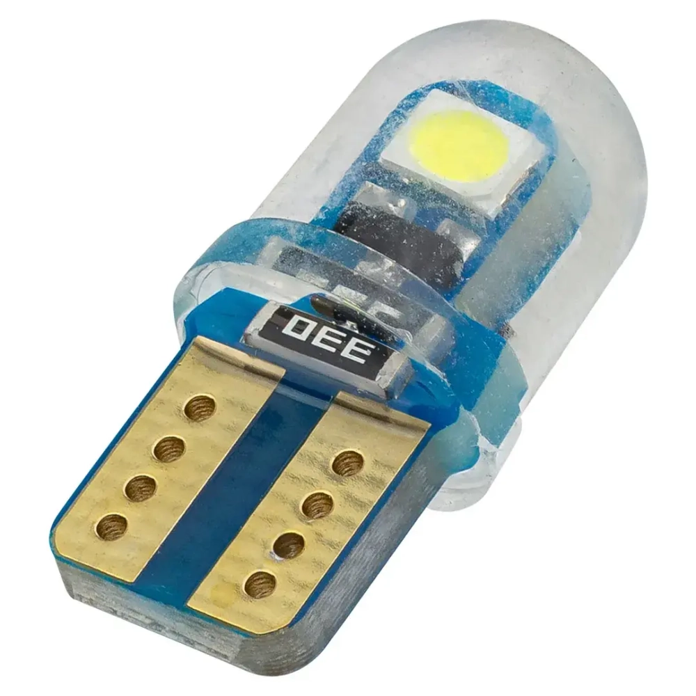Лампочка светодиодная T10-3030-2SMD silica gel 12v белая KING T10-3030-2SMD silica gel W