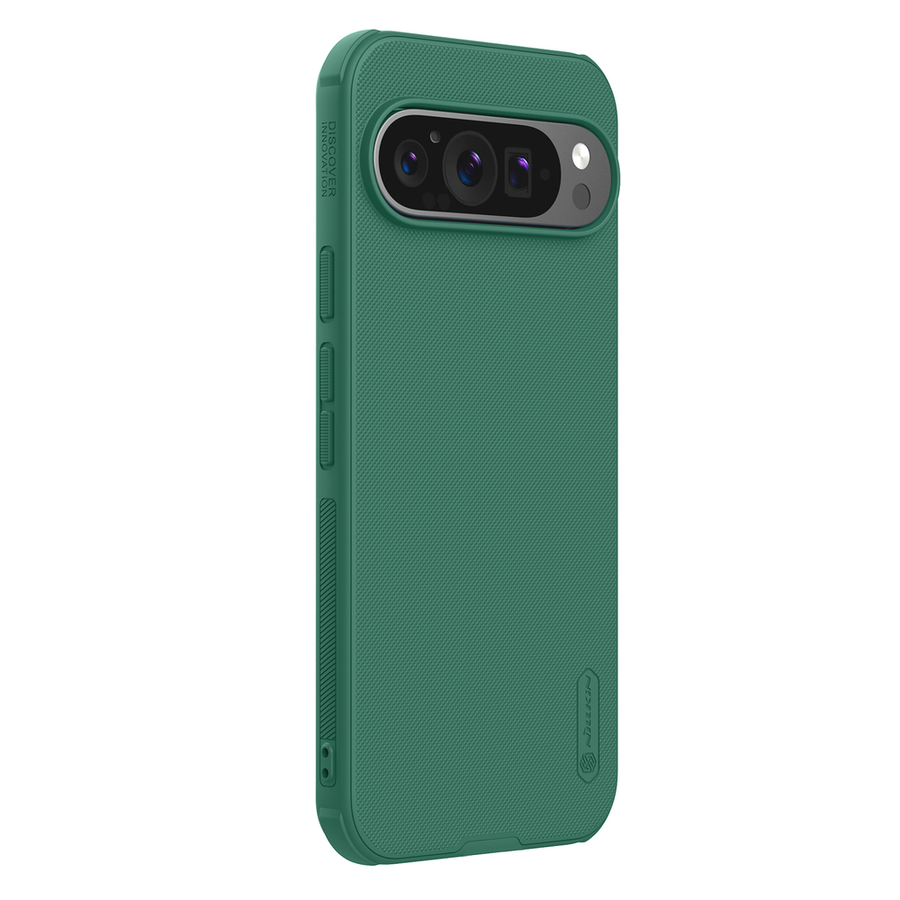 Чехол зеленого цвета (Dark Green) от Nillkin c поддержкой зарядки MagSafe для Google Pixel 9 и 9 Pro, серия Super Frosted Shield Pro Magnetic Case