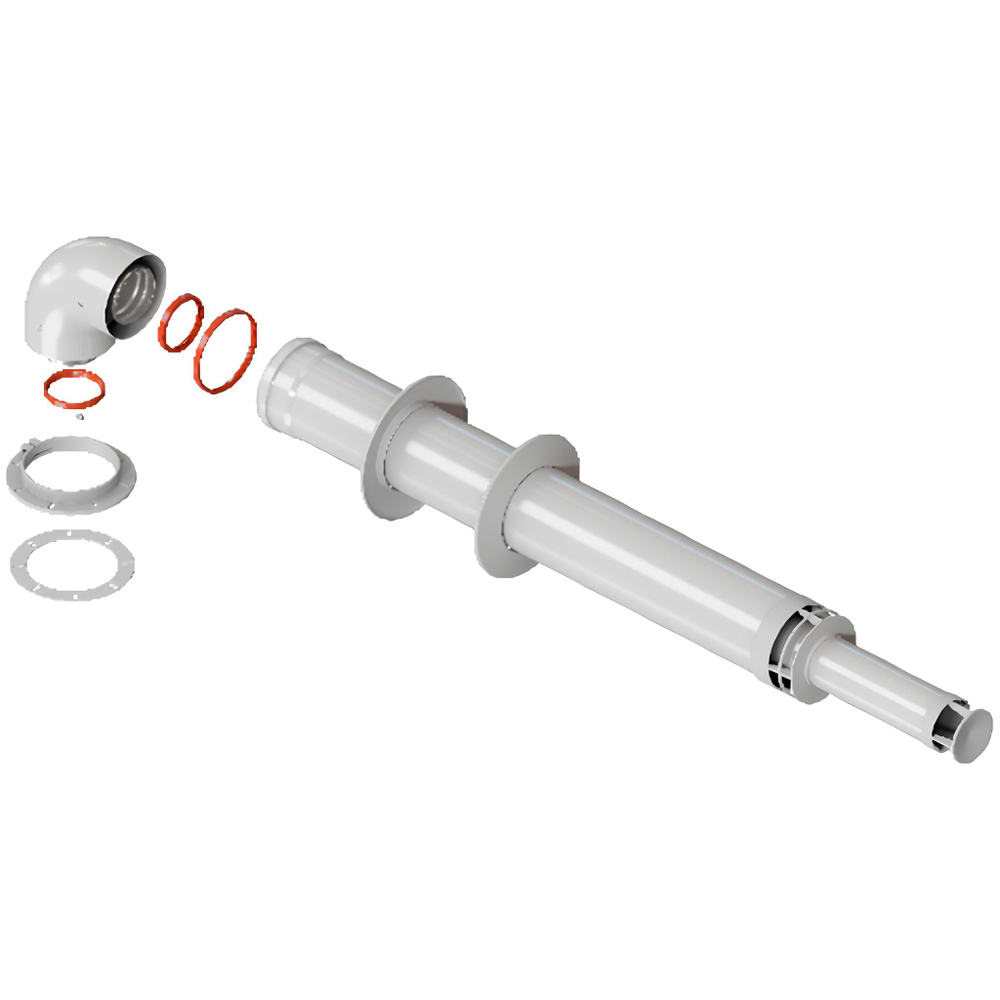 ROMMER Комплект дымохода АНТИЛЕД 60/100 - 1220мм (Bosch, Buderus, Navien S/C/E, Baxi ECO Nova/Classic, Baltur, Fondital) в комплекте фланец
