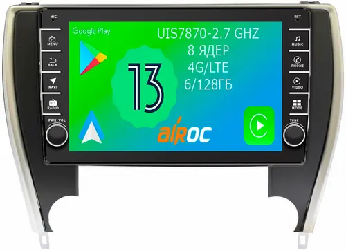 Магнитола для Toyota Camry 2014-2018 (USA) - Airoc AB-1117U (кнопки и крутилки), Android 13, Быстрая, SIM-слот, CarPlay
