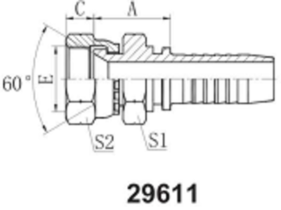 Фитинг DN 06 JIS BSP 1/4 (2 шестигранника)