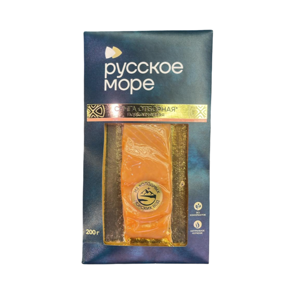 Семга Русское Море подкопч филе кусок в/у 200г, шт