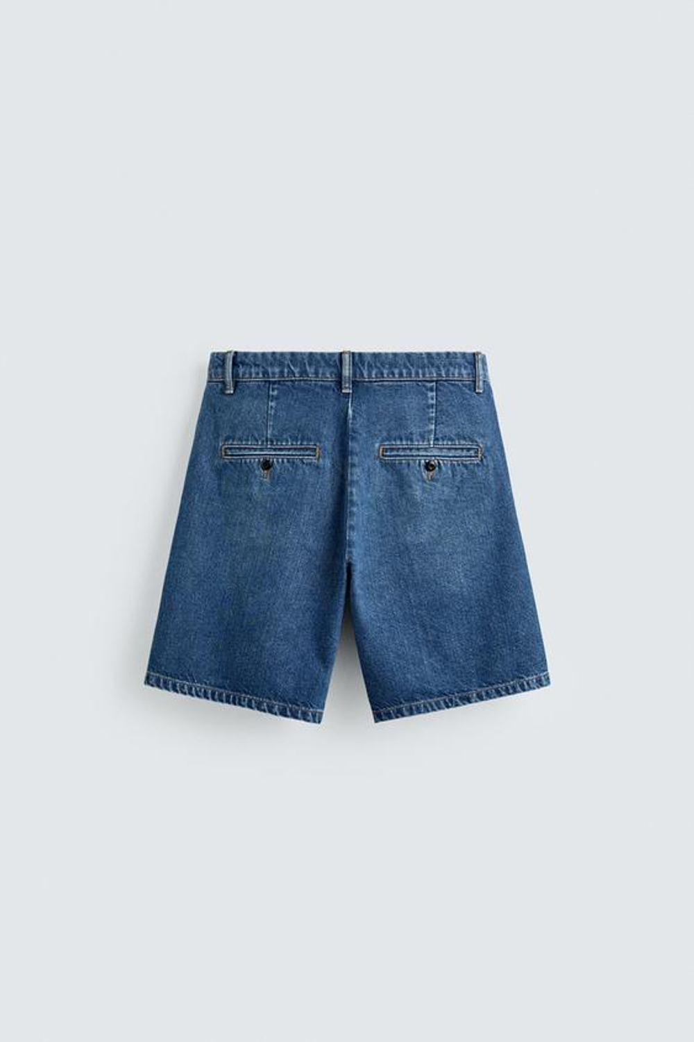 ZARA ДЖИНСОВЫЕ ШОРТЫ-ЧИНОСЫ, ВЫЦВЕТШИЙ СИНИЙ