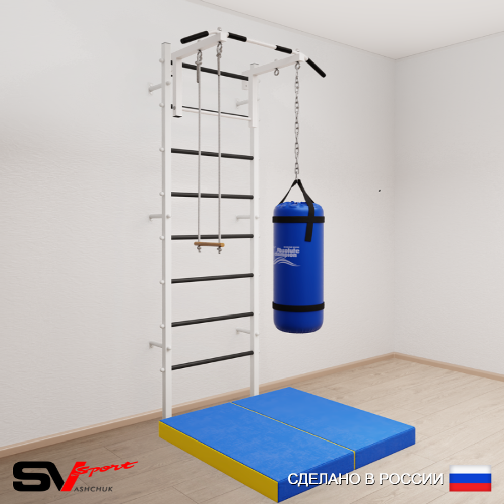 Шведская стенка Sv Sport усиленная 6126 (Турник стандарт/Трапеция/Цепь/Мешок 22кг/Мат 1м)