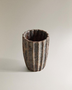 ZARA HOME СТАКАН ДЛЯ ЗУБНЫХ ЩЕТОК С РЕЛЬЕФНЫМ УЗОРОМ, КОРИЧНЕВЫЙ