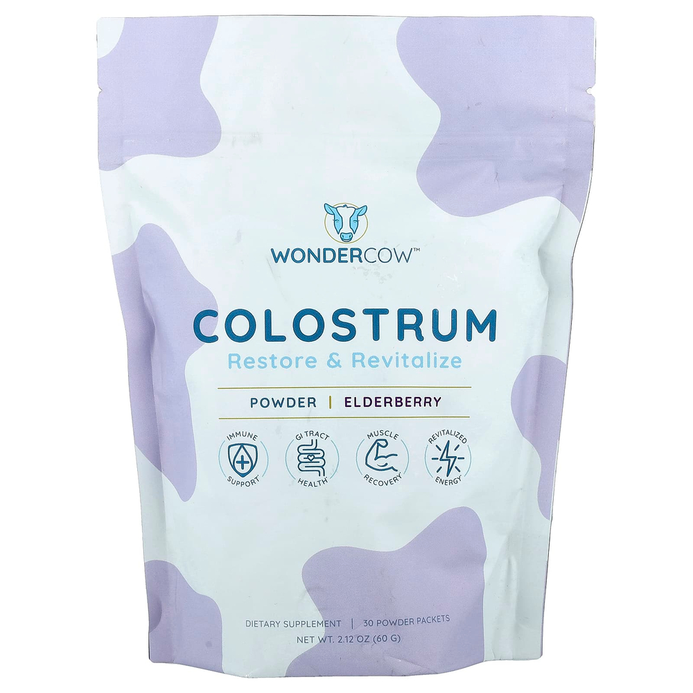 Wondercow, Молозиво в порошке, бузина, 30 пакетиков по 2,4 г (0,08 унции)