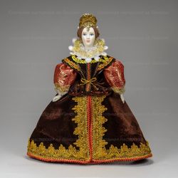 Сувенирная кукла в испанском костюме начала 17 века