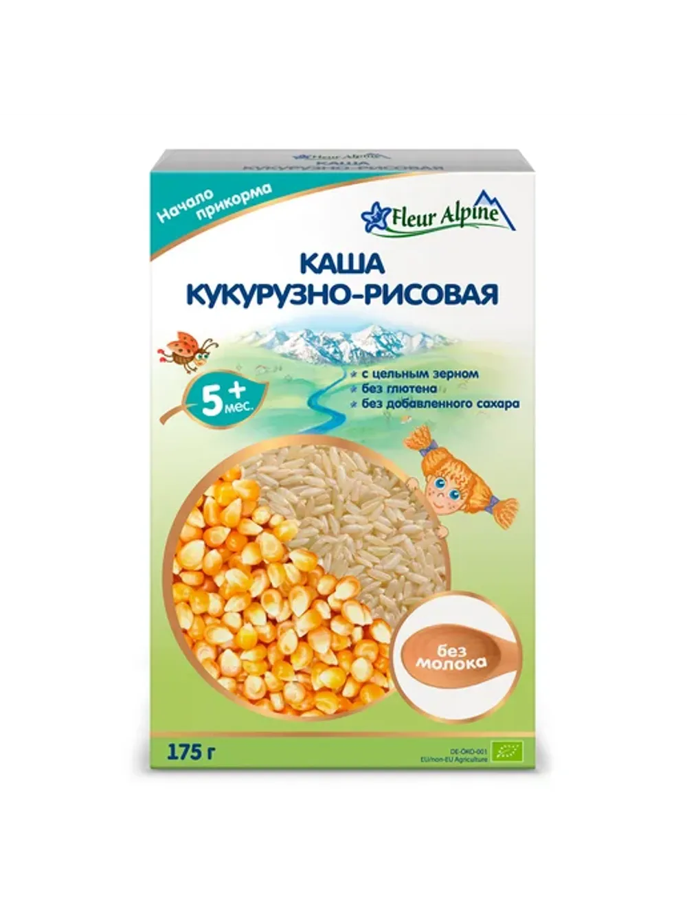 Каша Флер Альпин безмолочная Кукурузная-рисовая 5 мес 175гр