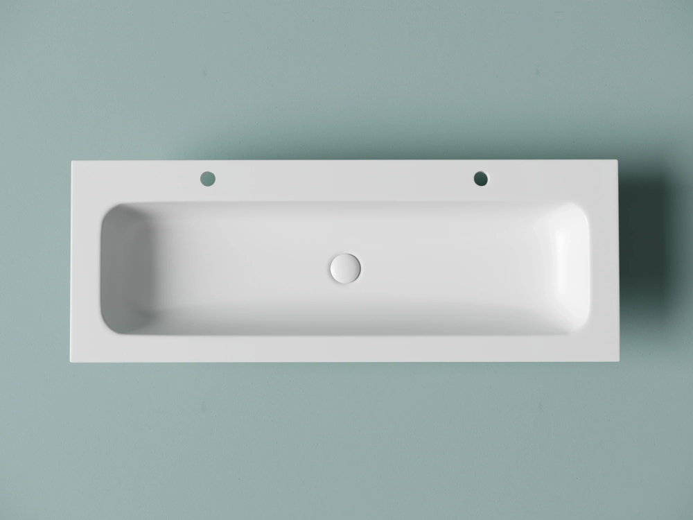 Раковина накладная Ceramicanova Грация (Grace) прямоугольная, с двумя отверстиями под смеситель 1210x457x137 мм, цвет белый матовый, CN7016MW