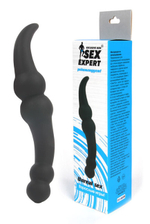Двусторонний анальный стимулятор с заостренным кончиком Sex Expert, (20 см) (Цвет: черный)