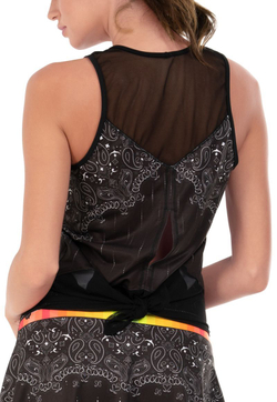 Женский топ теннисный Lucky in Love Paisley In Love Paisley For You Tie Back Tank - black
