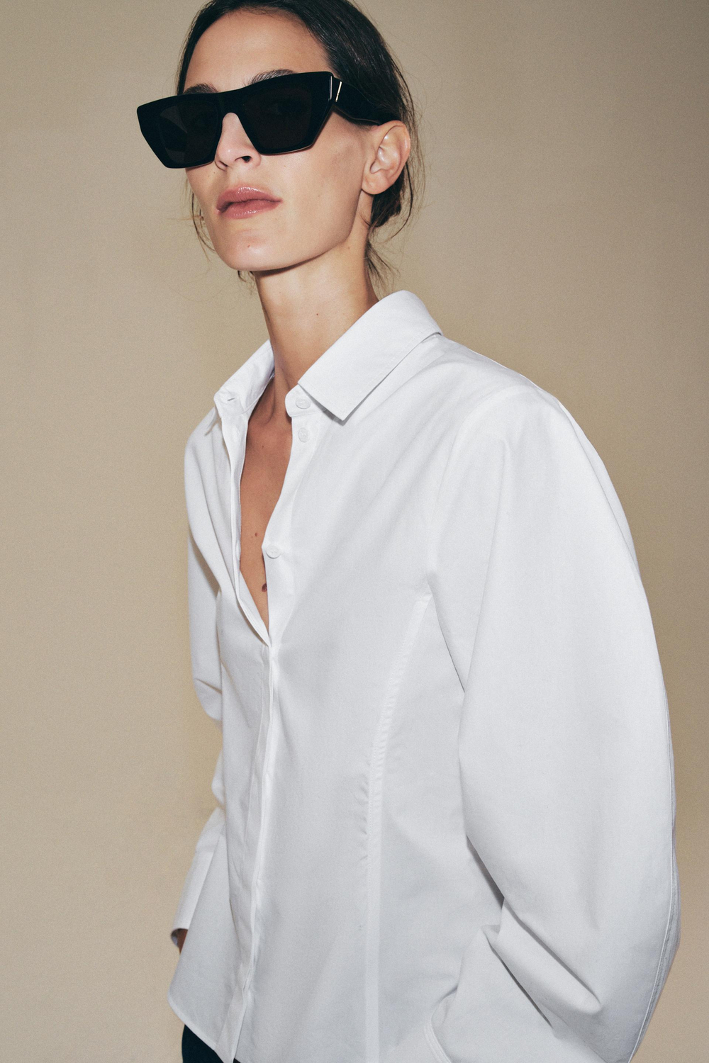 ZARA РУБАШКА ИЗ ПОПЛИНА — ZW COLLECTION, БЕЛЫЙ