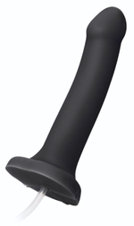 Черный фаллос с имитацией эякуляции Silicon Cum Dildo L - 19,6 см. (Цвет: черный)