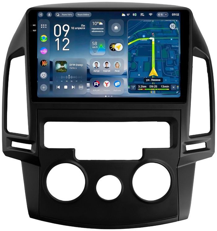 Магнитола для Hyundai i30 1 2007-2012 (кондиционер) - Teyes CC4-PRO монитор 9.5" 2K QLED на Android 13, Быстрейшая, Snapdragon 778G, ИИ, CarPlay, DSP, 4G SIM-слот