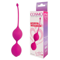 Ярко-розовые двойные вагинальные шарики 3см с хвостиком Bior Toys Cosmo CSM-23008-16