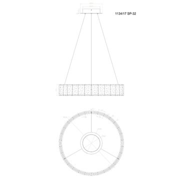 Подвесная люстра LED 32W 3000К 1134/17 SP-32 латунь Teresa Divinare