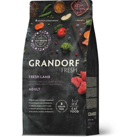 Grandorf Fresh Holistic (беззерновой) для стерил. кошек, свежее мясо ягненка с бататом 2кг.