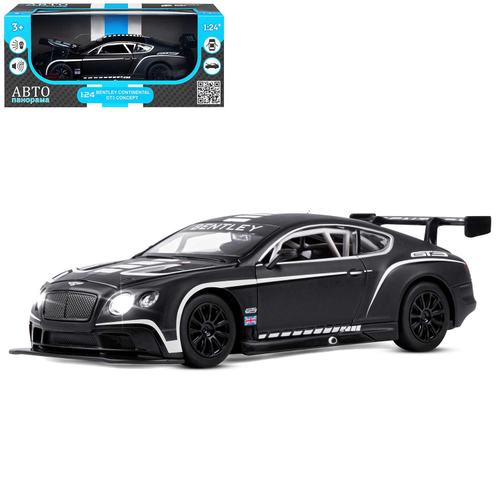 Модель 1:24 Bentley Continental GT3 Concept, черный + белый, свободный ход колес, откр. двери, капот