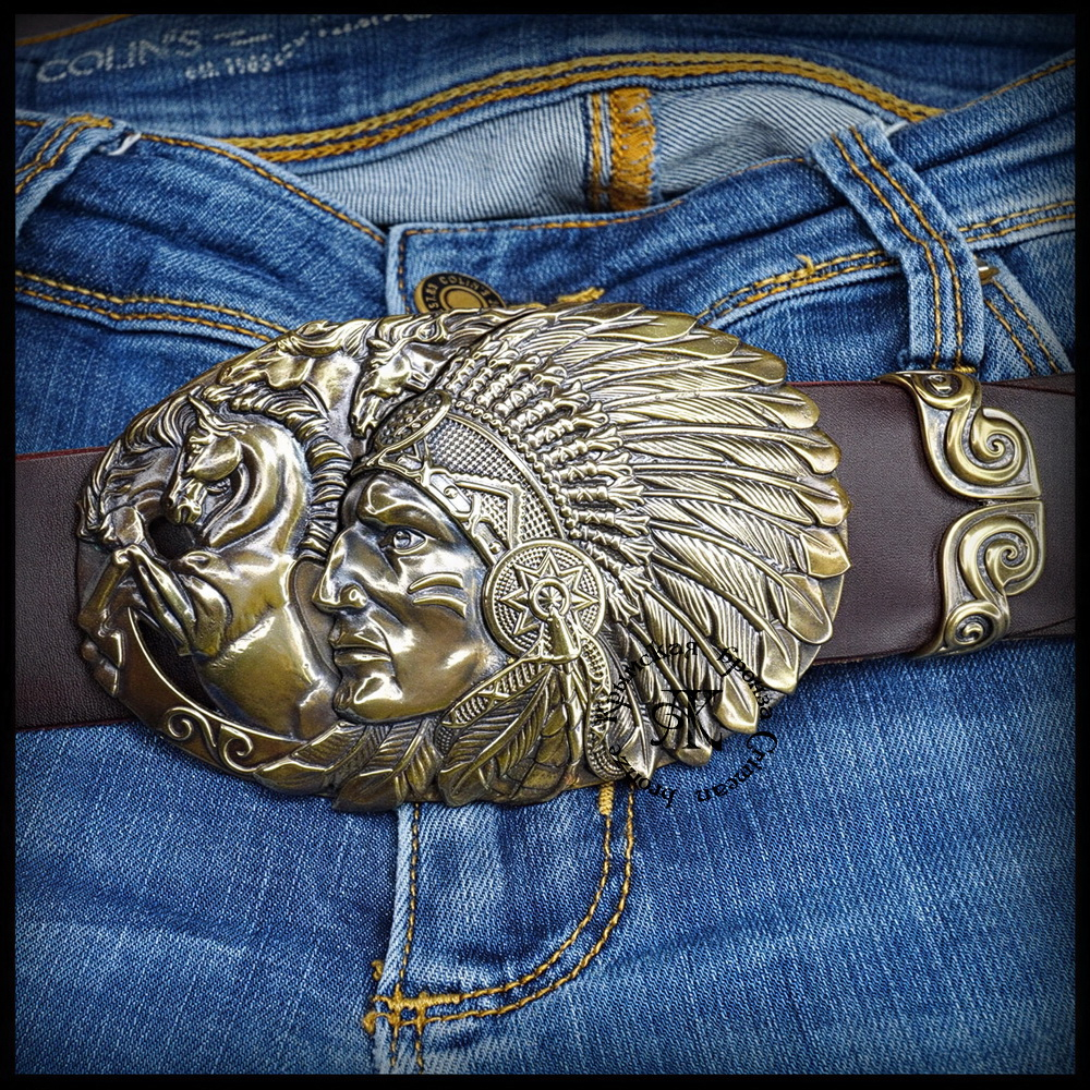 Пряжка для ремня "Индеец" , латунь