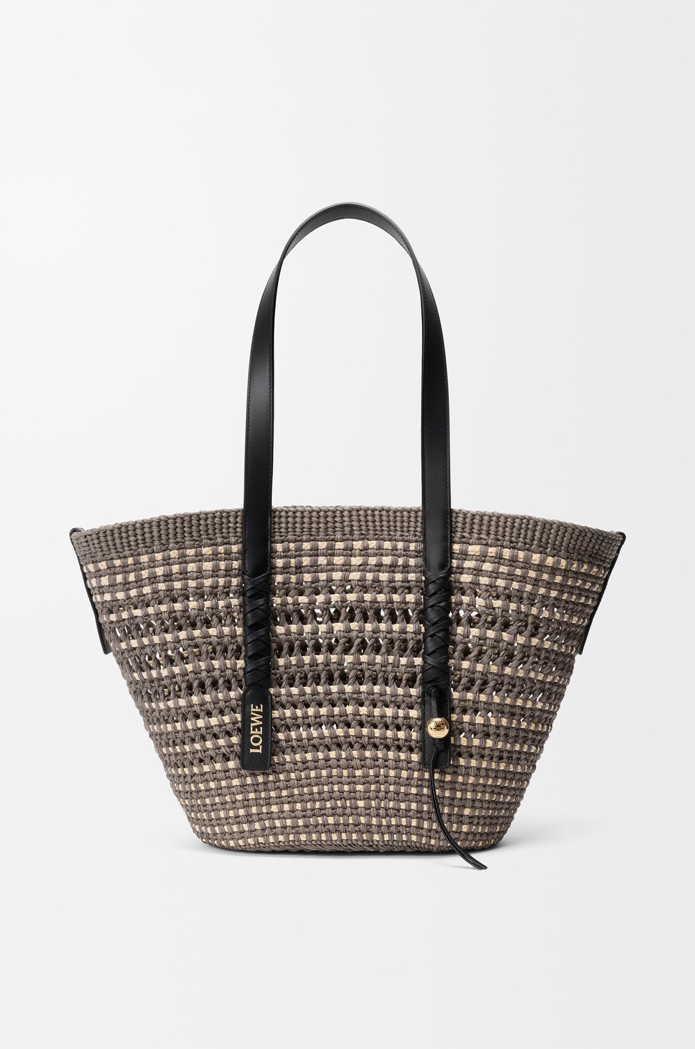 Loewe Среднего плетеная сумка-корзина Braid из пальмы и телячьей кожи, хаки