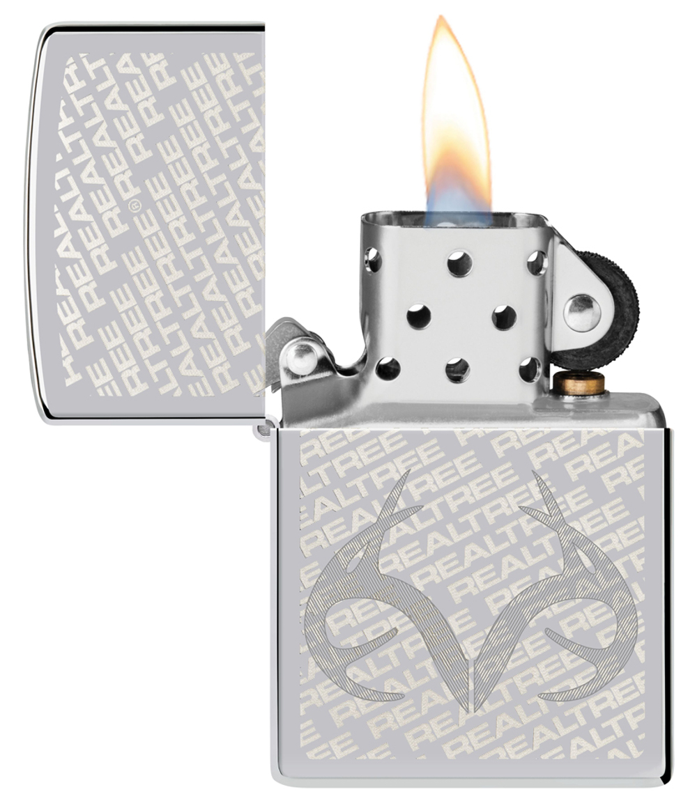 Зажигалка Zippo Reatree® с покрытием High Polish Chrome, латунь/сталь, серебристая, 38x13x57 мм