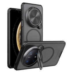 Чехол прозрачный тонированный (Transparent Black) от Nillkin с металлической крышкой и MagSafe на Huawei Mate 70 Pro/70 Pro+, серия CamShield Prop Magnetic Case