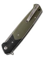 Нож складной GhostBlade Rune, сталь D2, Stonewash, 58-62 HRC, Drop-point, рукоять G10 оливковая, замок Liner lock