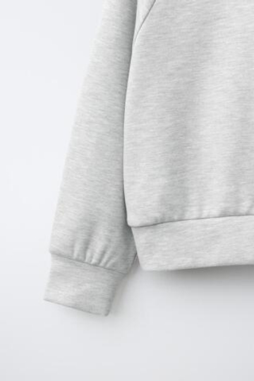 ZARA ОДНОТОННАЯ ТОЛСТОВКА С КАПЮШОНОМ ИЗ INTERLOCK, СЕРЫЙ МЕЛАНЖ