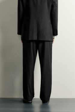 ZARA БРЮКИ RELAXED FIT В ПОЛОСКУ, ЧЕРНЫЙ