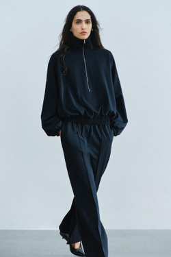 ZARA ШИРОКИЕ БРЮКИ ИЗ ШЕРСТИ — ZW COLLECTION, МОРСКОЙ СИНИЙ