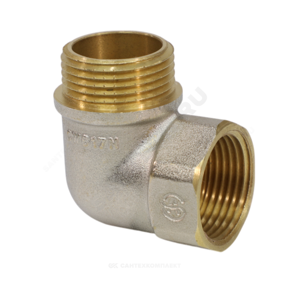 Угольник латунь никель Ду 25 (1") ВР/НР 9002 ГОСТ 32585-2013 Aquasfera 9002-03