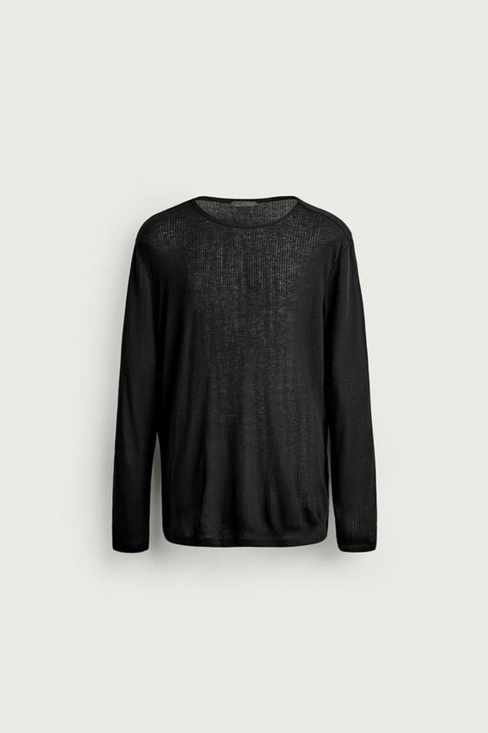 ZARA ПОЛУПРОЗРАЧНАЯ ФУТБОЛКА СВОБОДНОГО КРОЯ, ЧЕРНЫЙ